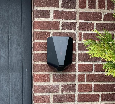 Easee AC charger installed on a wall